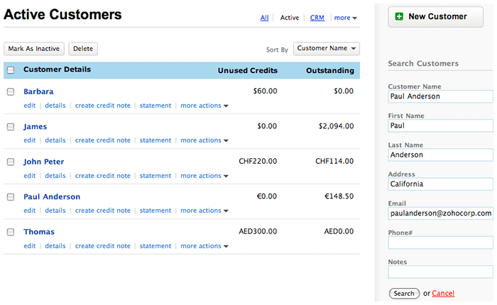 Customer advanced search