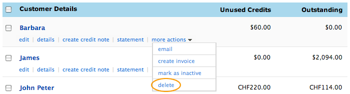 Select delete customer Select delete customer
