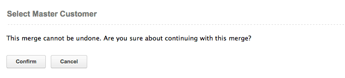 Confirm master customer Confirm master customer