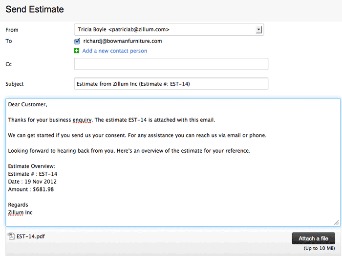 Send estimate
