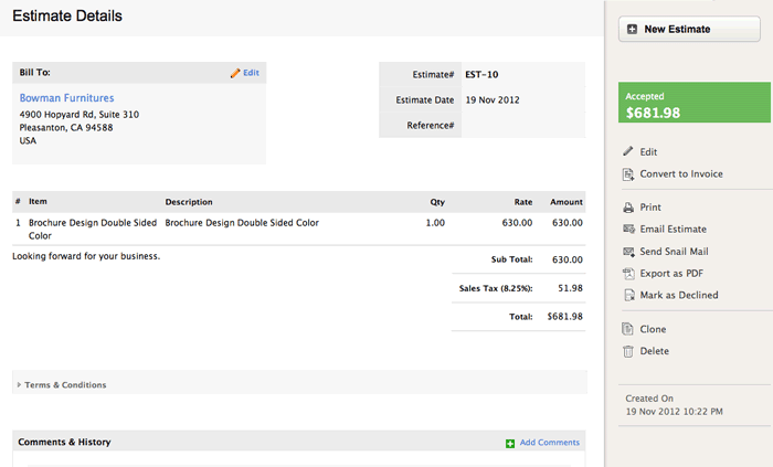 Estimate details
