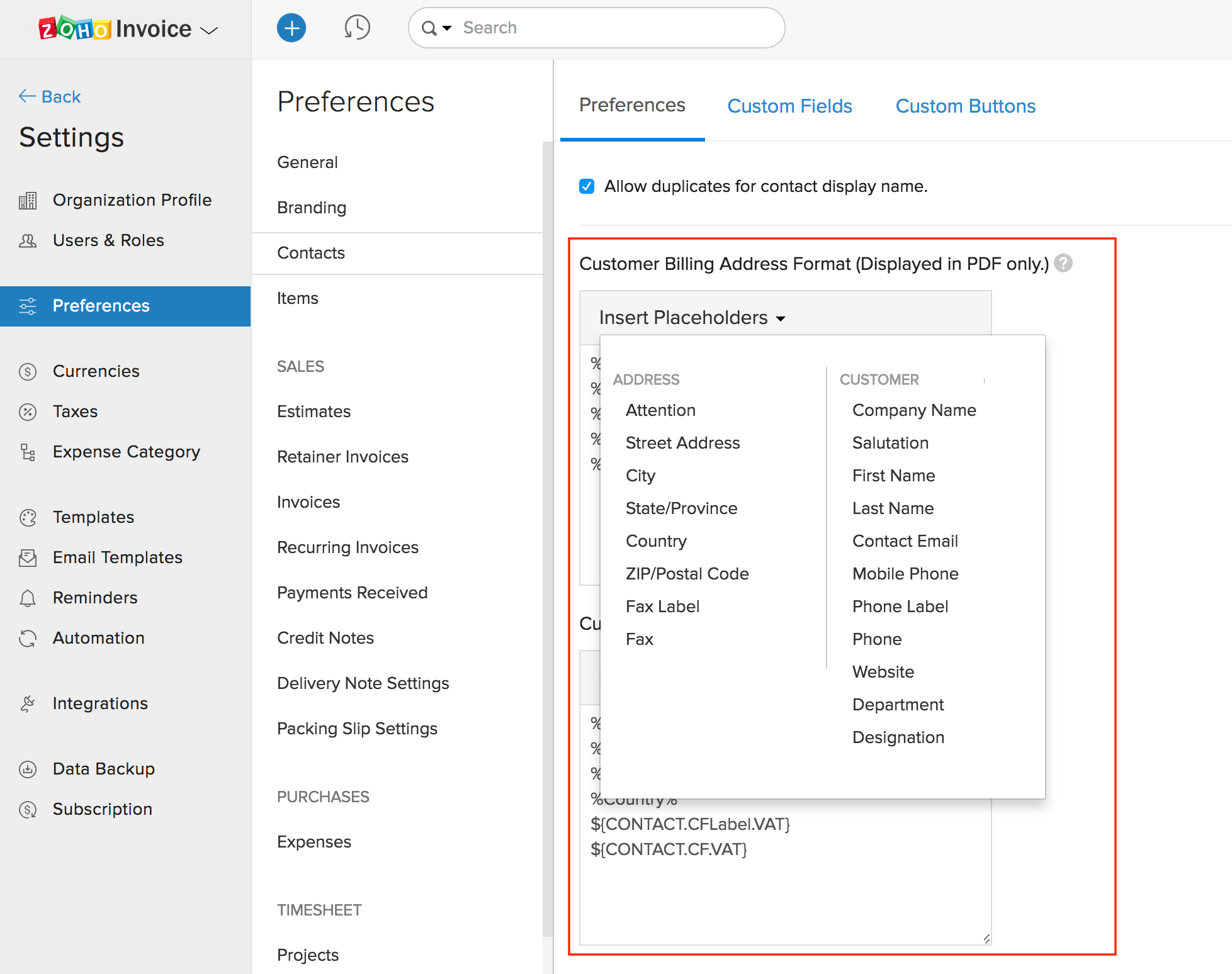 Address format