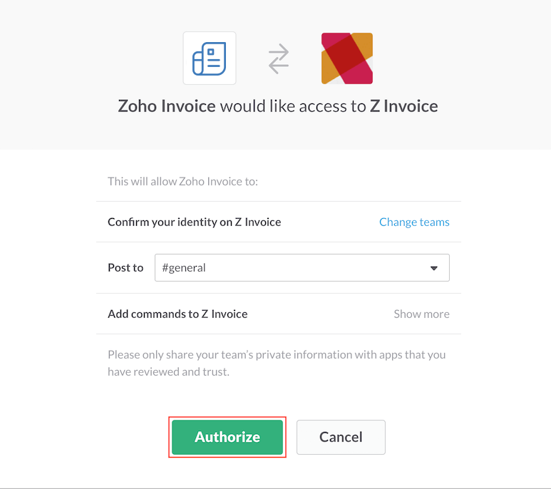 Authorize slack integration