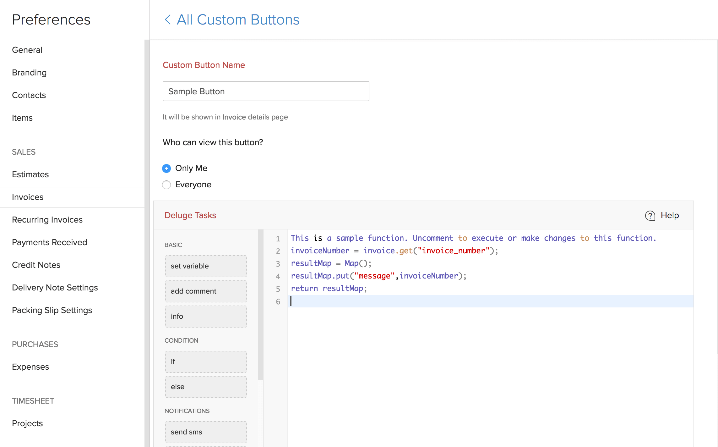 Adding custom button details