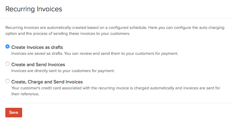 Recurring Invoice Preferences