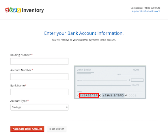 Bank account details