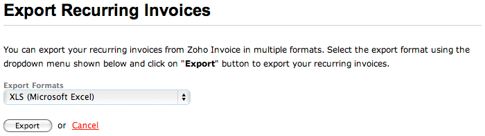 Export recurring invoices Export recurring invoices