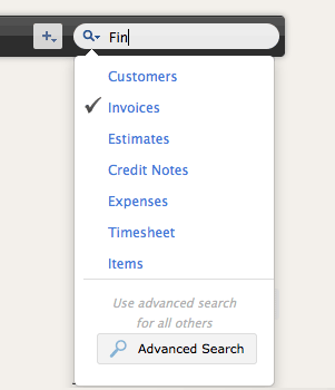 Invoice quick search