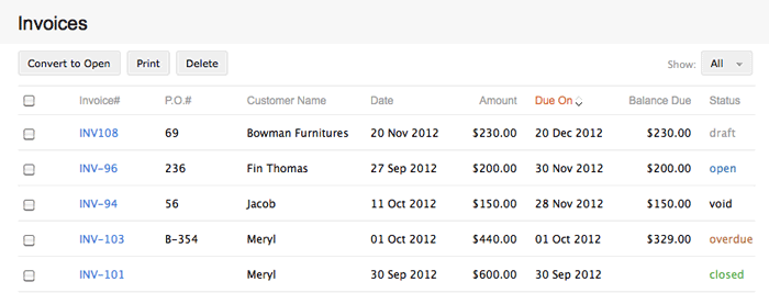All invoices