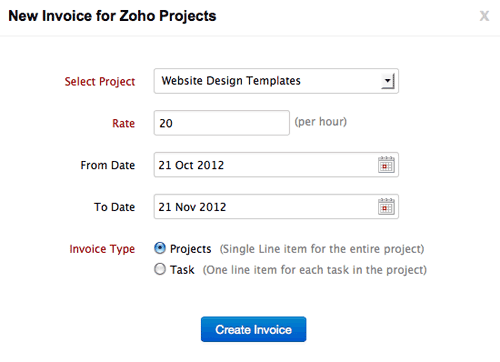 New invoice from Zoho Project
