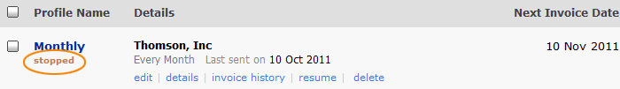 Stopped status Stop status