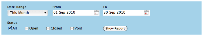 Credit note details fileters