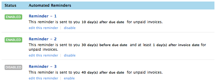 Automatic payment reminders