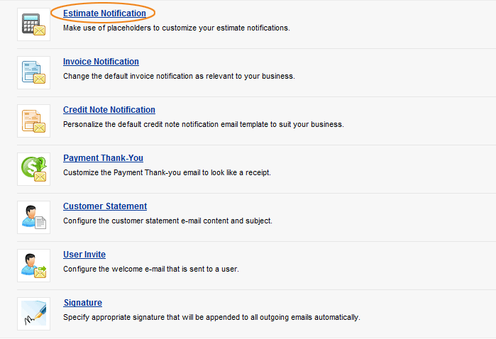 Select estimate notification 