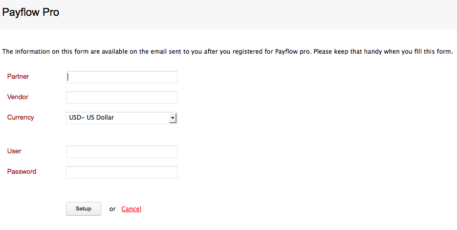 Payflow Pro Set up