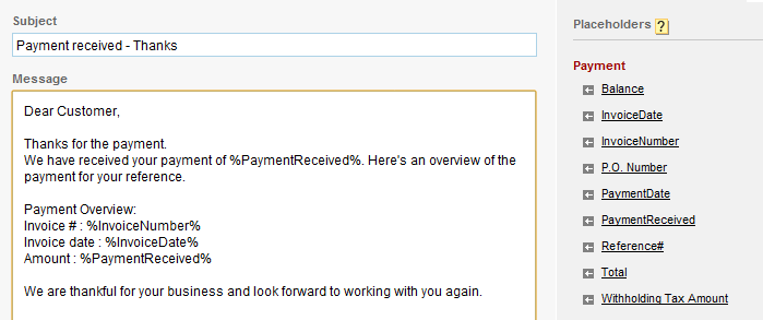 Edit payment thank you note 