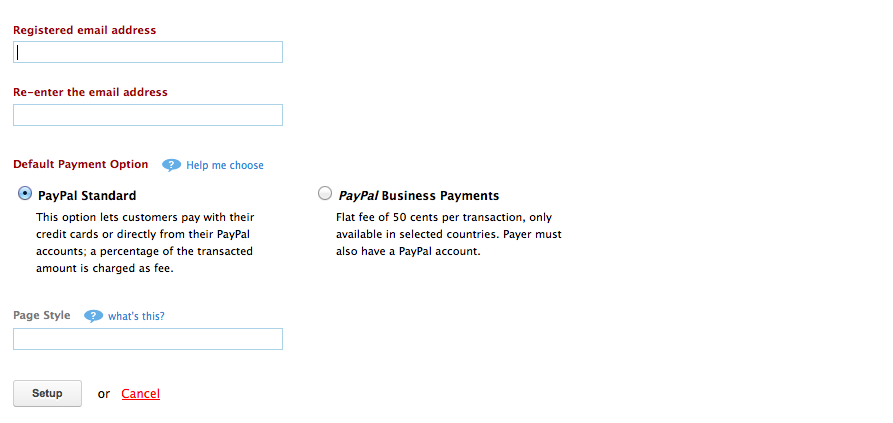 PayPal configuration