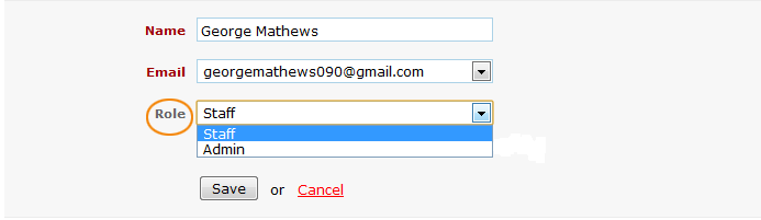Select staff role