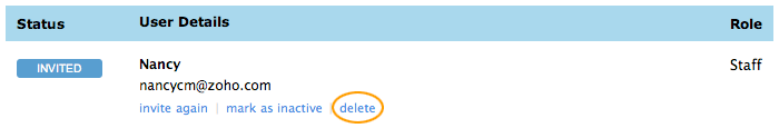 Delete user Select delete user