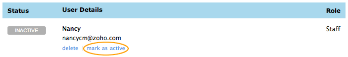 Mark user as active Select mark as active
