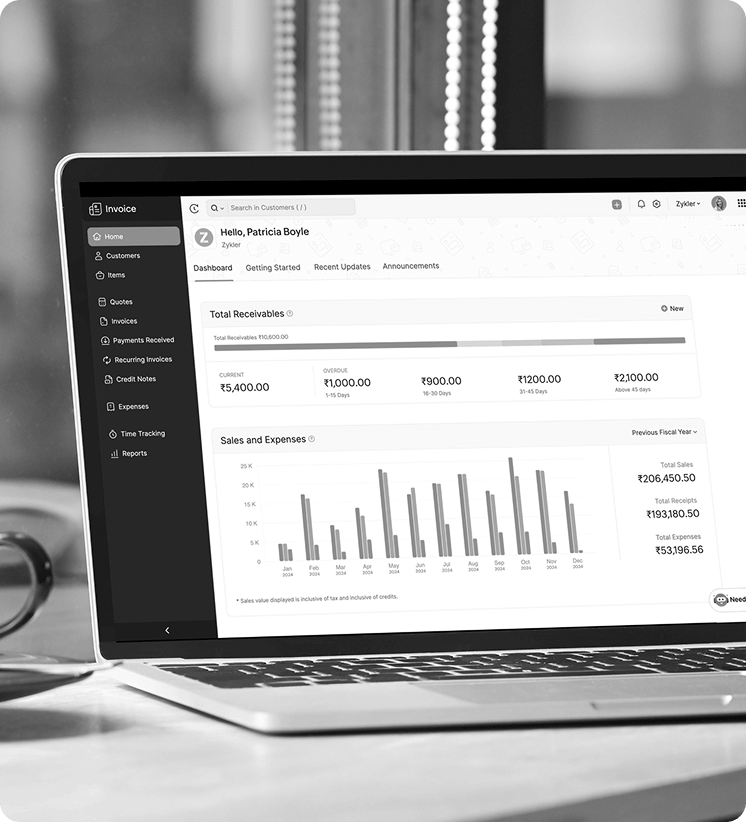 Free invoice software for laptops | Zoho Invoice