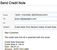 E-mail Credit Notes