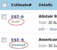 Estimate Status Estimate Status