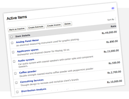 Manage items online Manage items online