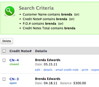Search Credit Notes