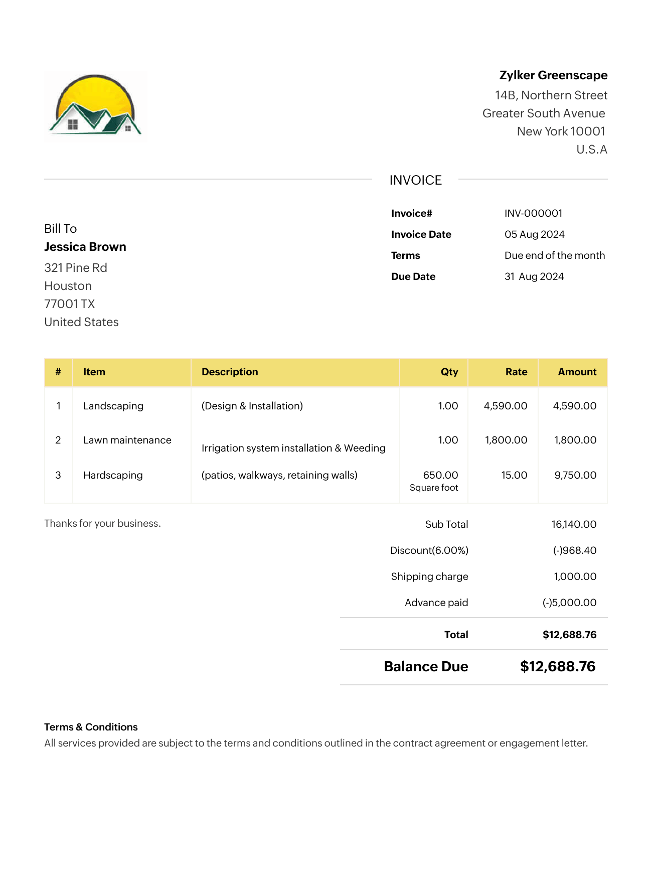 Contractor Invoice Template | Zoho Invoice