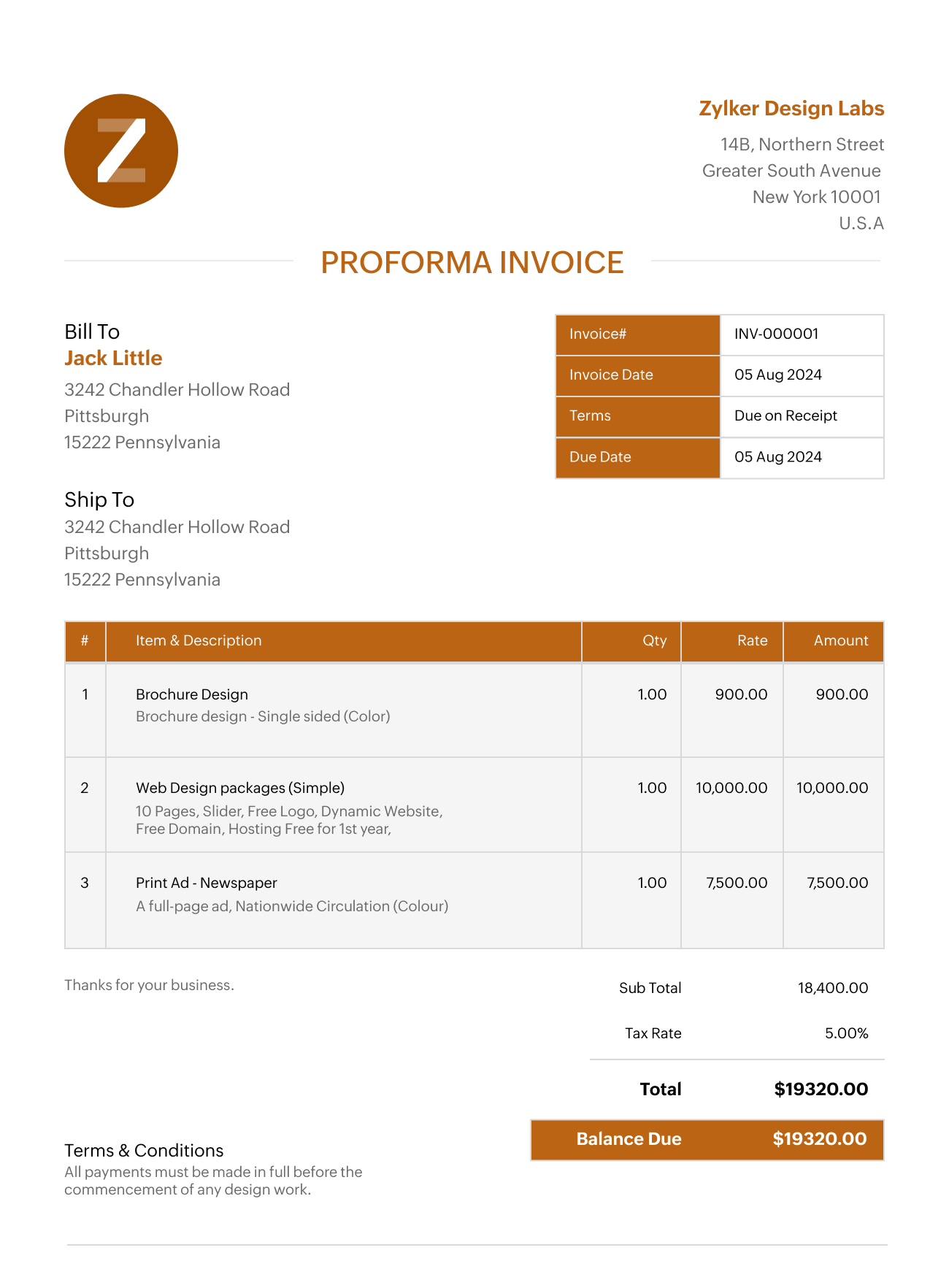 Proforma Invoice Template | Zoho Invoice