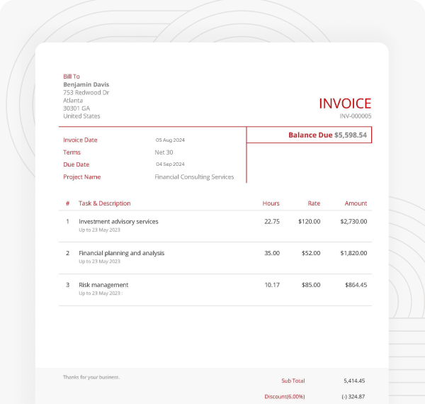Consulting invoice templates