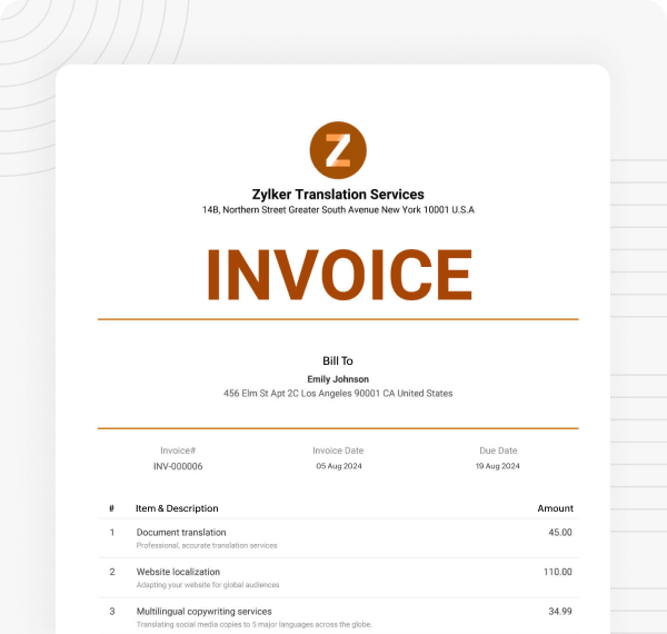 Freelancer invoice template