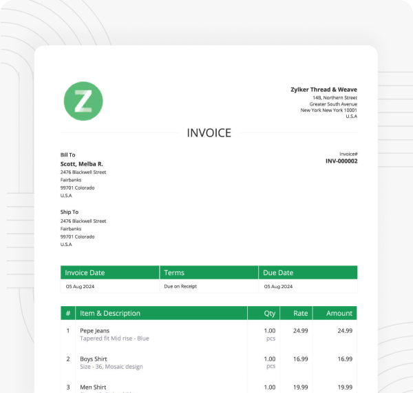Sales invoice template