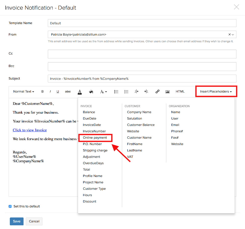 Inserting placeholders