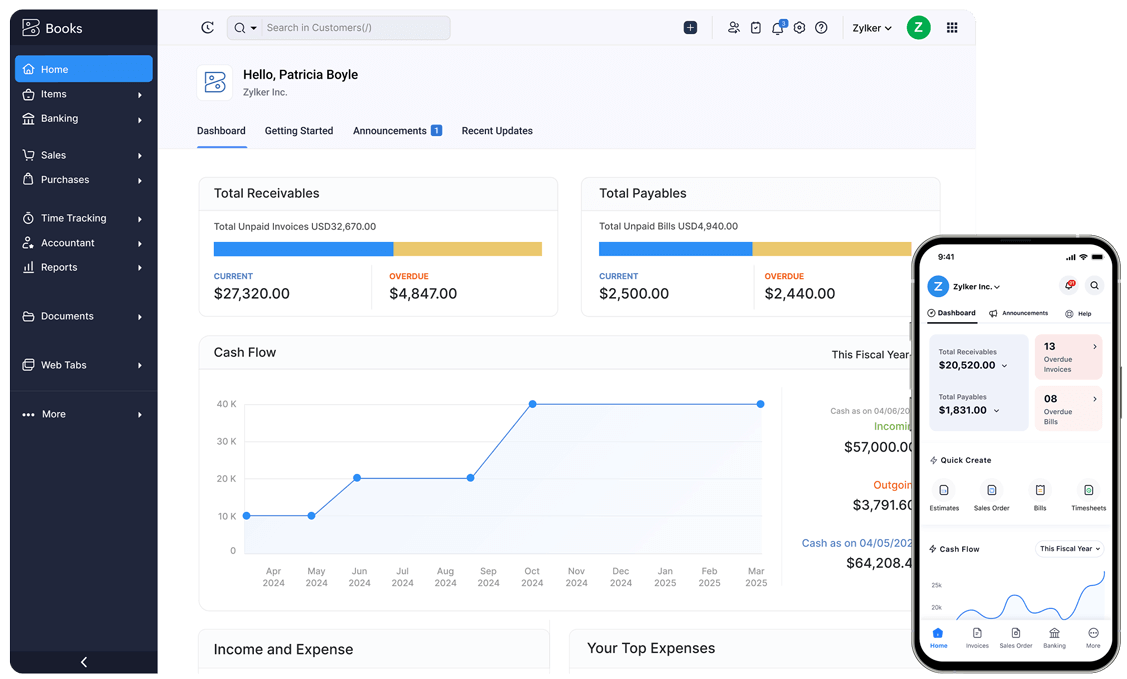 Dashboard - Online Accounting Software | Zoho Books
