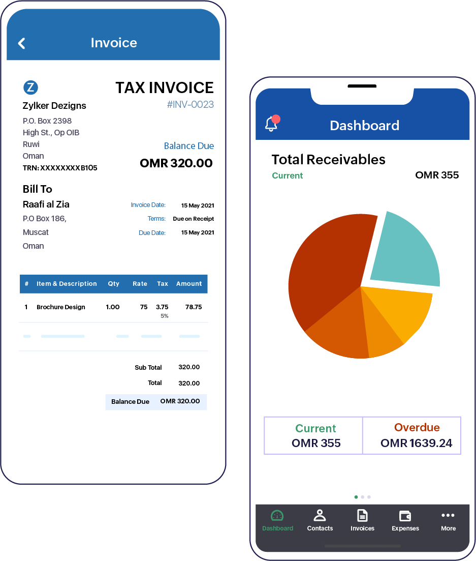Create invoices and get real-time updates directly from Zoho Invoice mobile app