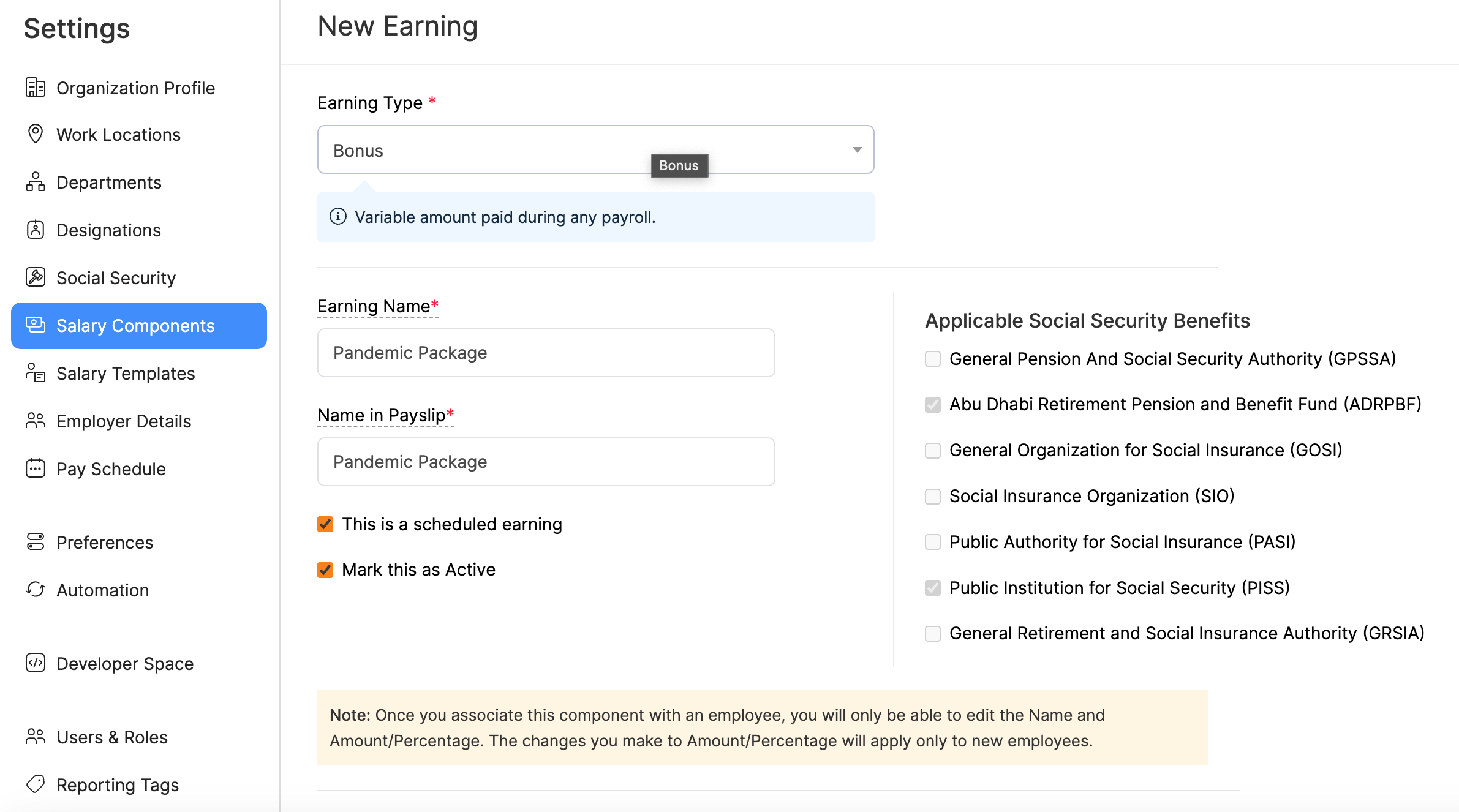 Salary Components