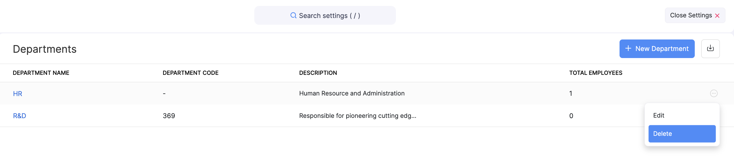 Departments and Designations