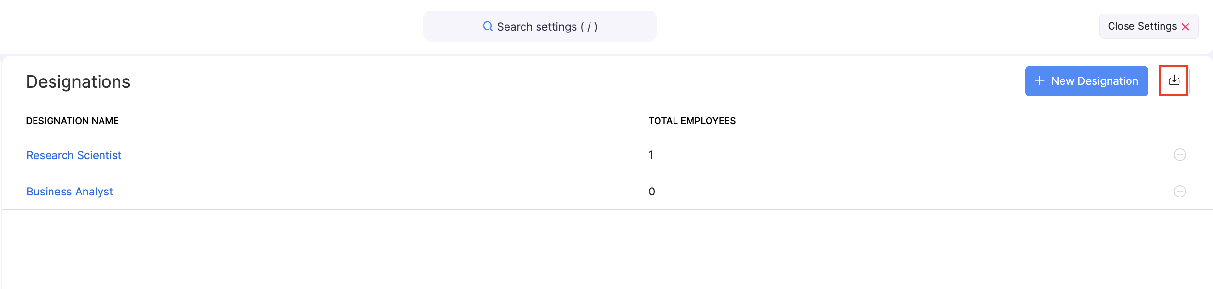 Departments and Designations