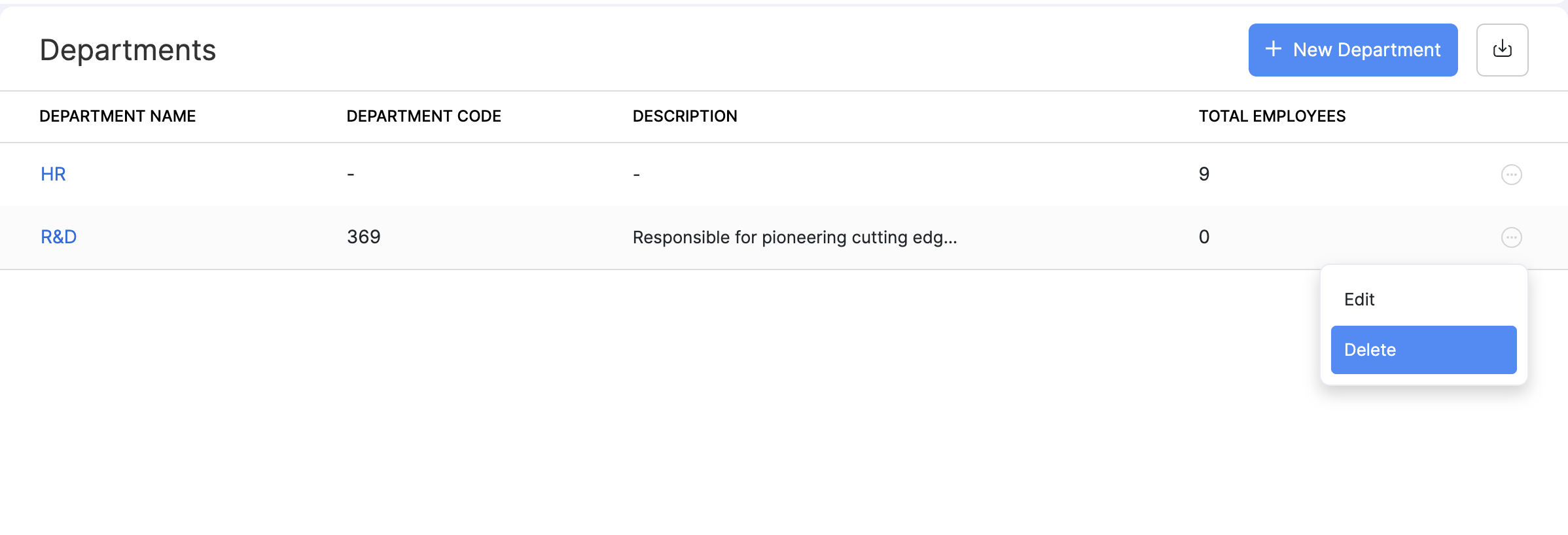 Departments and Designations