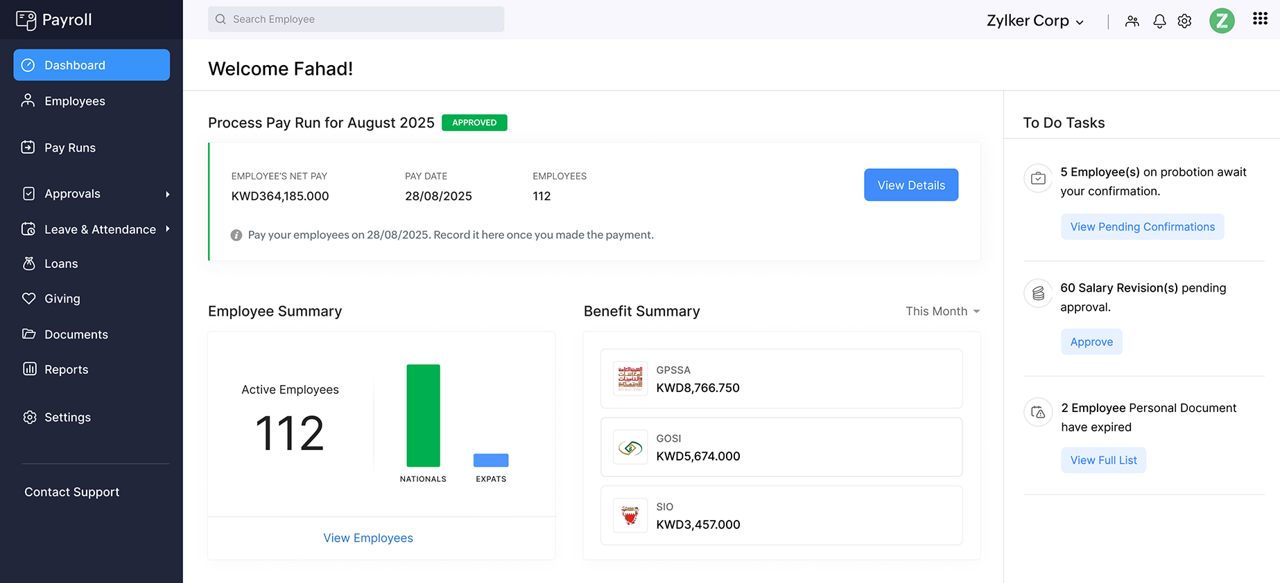 Zoho Payroll - Overview