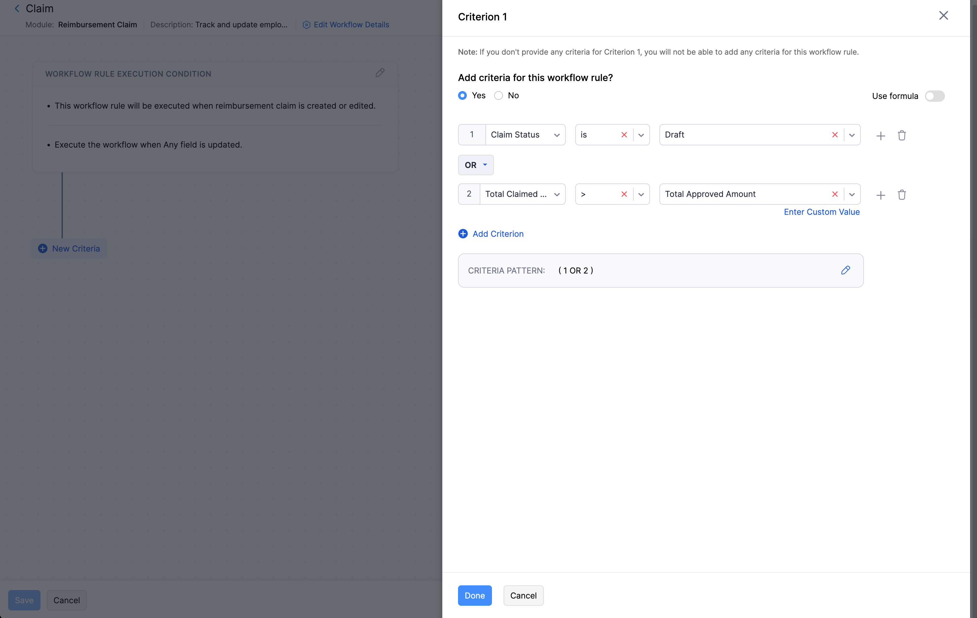 Add Criteria for Workflow Rule in Zoho Payroll
