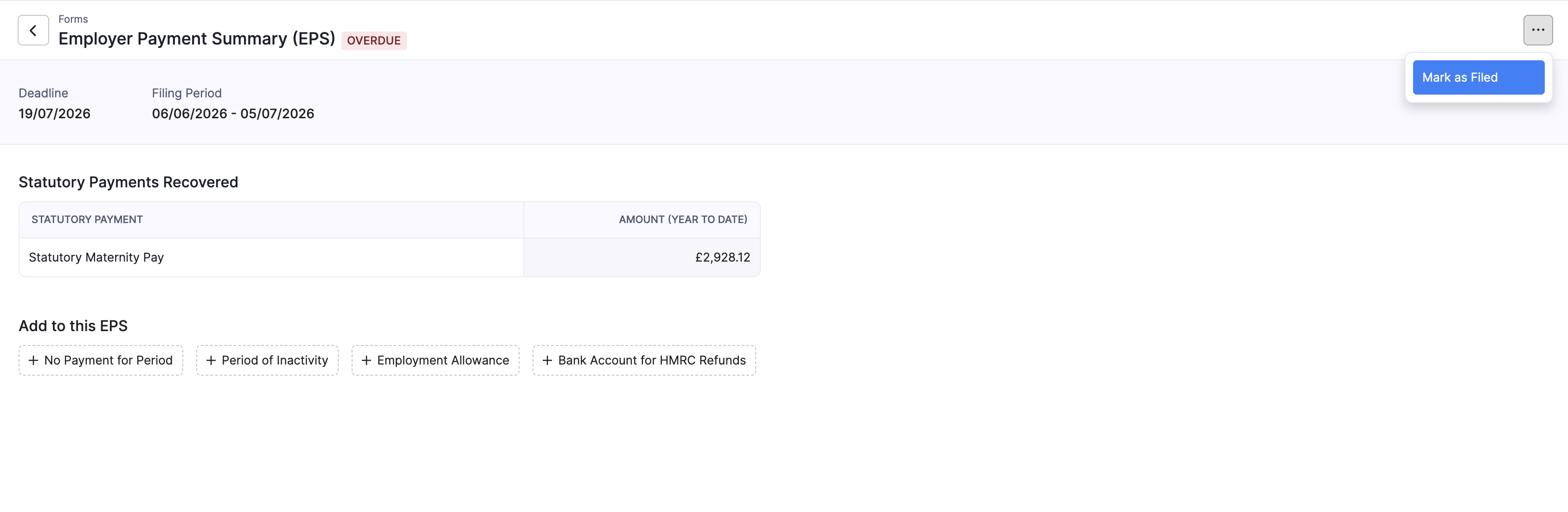 Add to this EPS options on an overdue Employer Payment Summary
