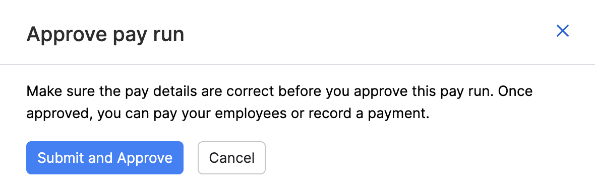 Confirm approving a pay run