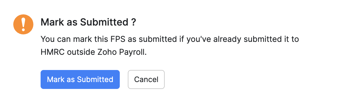Mark FPS as submitted outside Zoho Payroll