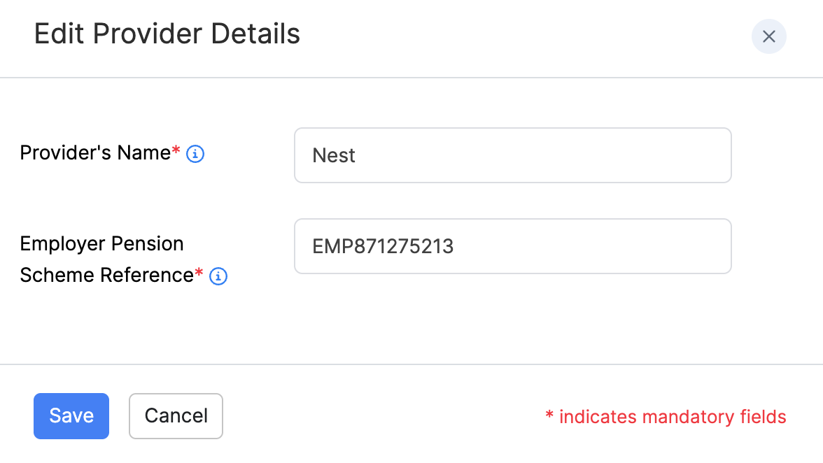 Edit Provider Details form in Zoho Payroll