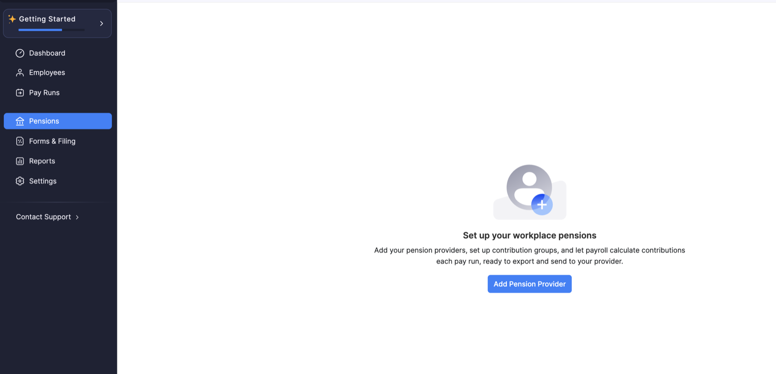 Set up your workplace pensions empty state in Zoho Payroll