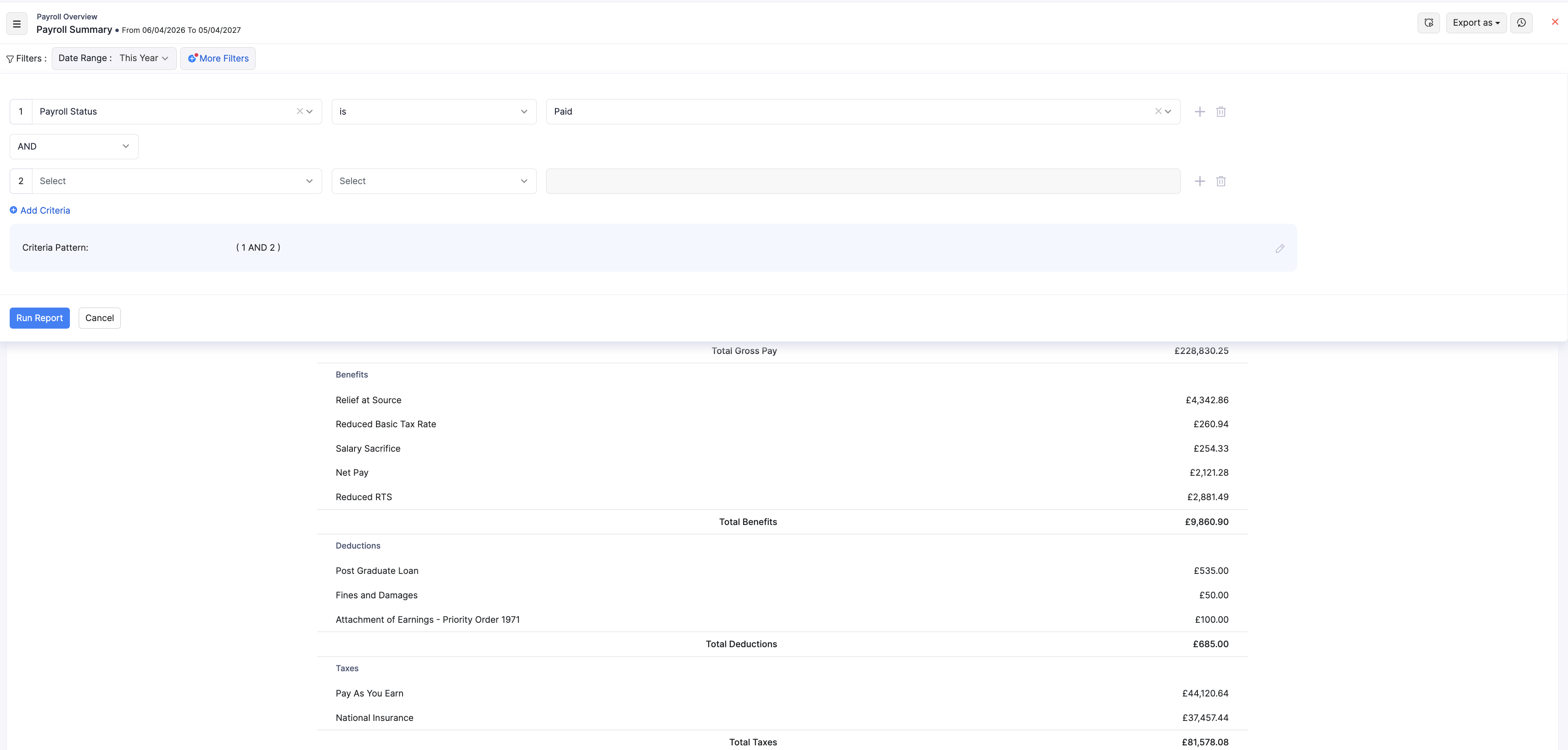 More Filters on a report