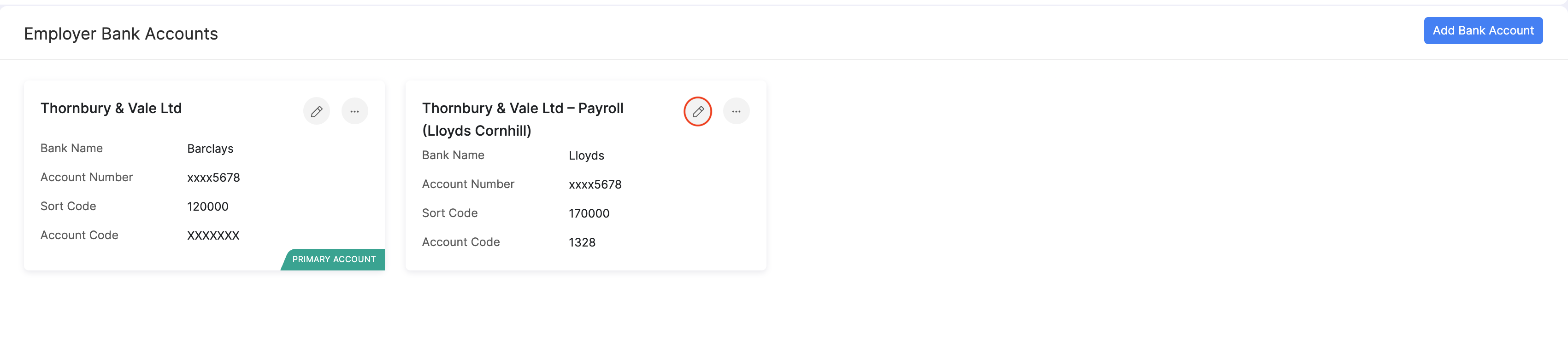 Edit a bank account in Zoho Payroll